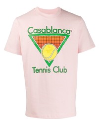 rosa bedrucktes T-Shirt mit einem Rundhalsausschnitt von Casablanca