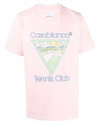 rosa bedrucktes T-Shirt mit einem Rundhalsausschnitt von Casablanca