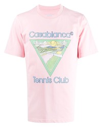 rosa bedrucktes T-Shirt mit einem Rundhalsausschnitt von Casablanca