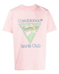 rosa bedrucktes T-Shirt mit einem Rundhalsausschnitt von Casablanca