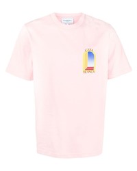 rosa bedrucktes T-Shirt mit einem Rundhalsausschnitt von Casablanca