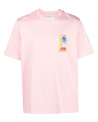 rosa bedrucktes T-Shirt mit einem Rundhalsausschnitt von Casablanca