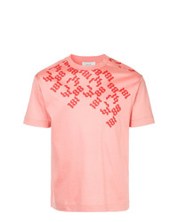 rosa bedrucktes T-Shirt mit einem Rundhalsausschnitt von Cerruti 1881
