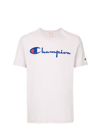 rosa bedrucktes T-Shirt mit einem Rundhalsausschnitt von Champion