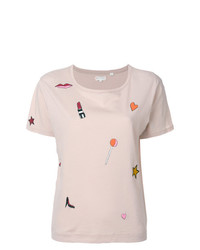 rosa bedrucktes T-Shirt mit einem Rundhalsausschnitt von Chinti & Parker