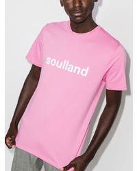 rosa bedrucktes T-Shirt mit einem Rundhalsausschnitt von Soulland