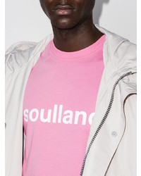 rosa bedrucktes T-Shirt mit einem Rundhalsausschnitt von Soulland