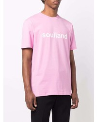 rosa bedrucktes T-Shirt mit einem Rundhalsausschnitt von Soulland