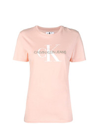rosa bedrucktes T-Shirt mit einem Rundhalsausschnitt von Ck Jeans