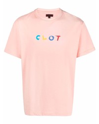 rosa bedrucktes T-Shirt mit einem Rundhalsausschnitt von Clot