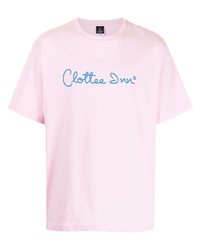 rosa bedrucktes T-Shirt mit einem Rundhalsausschnitt von Clot