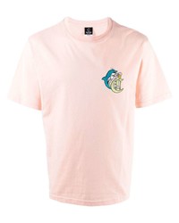 rosa bedrucktes T-Shirt mit einem Rundhalsausschnitt von CLOTTEE