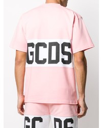 rosa bedrucktes T-Shirt mit einem Rundhalsausschnitt von Gcds