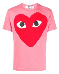 rosa bedrucktes T-Shirt mit einem Rundhalsausschnitt von Comme Des Garcons Play