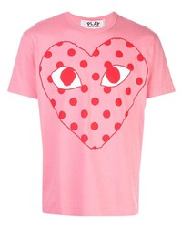 rosa bedrucktes T-Shirt mit einem Rundhalsausschnitt von Comme Des Garcons Play