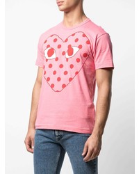 rosa bedrucktes T-Shirt mit einem Rundhalsausschnitt von Comme Des Garcons Play