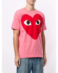 rosa bedrucktes T-Shirt mit einem Rundhalsausschnitt von Comme Des Garcons Play