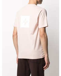 rosa bedrucktes T-Shirt mit einem Rundhalsausschnitt von Stone Island