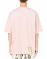rosa bedrucktes T-Shirt mit einem Rundhalsausschnitt von Dolce & Gabbana