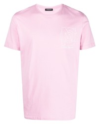 rosa bedrucktes T-Shirt mit einem Rundhalsausschnitt von costume national contemporary