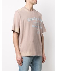 rosa bedrucktes T-Shirt mit einem Rundhalsausschnitt von Marcelo Burlon County of Milan