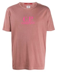 rosa bedrucktes T-Shirt mit einem Rundhalsausschnitt von CP Company