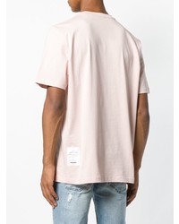 rosa bedrucktes T-Shirt mit einem Rundhalsausschnitt von Diesel