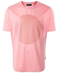rosa bedrucktes T-Shirt mit einem Rundhalsausschnitt von D'urban