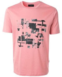 rosa bedrucktes T-Shirt mit einem Rundhalsausschnitt von D'urban