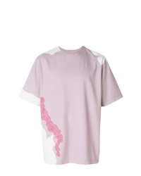 rosa bedrucktes T-Shirt mit einem Rundhalsausschnitt von Damir Doma
