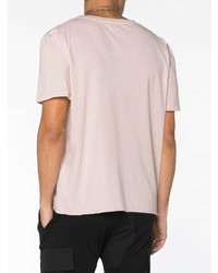 rosa bedrucktes T-Shirt mit einem Rundhalsausschnitt von Saint Laurent