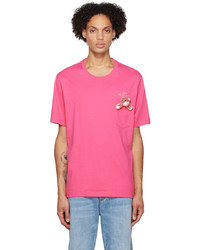 rosa bedrucktes T-Shirt mit einem Rundhalsausschnitt von Doublet