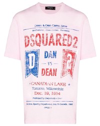 rosa bedrucktes T-Shirt mit einem Rundhalsausschnitt von DSQUARED2