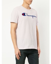 rosa bedrucktes T-Shirt mit einem Rundhalsausschnitt von Champion