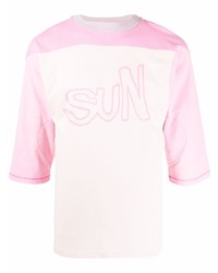 rosa bedrucktes T-Shirt mit einem Rundhalsausschnitt von ERL