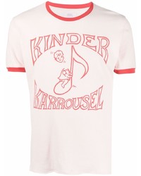 rosa bedrucktes T-Shirt mit einem Rundhalsausschnitt von ERL