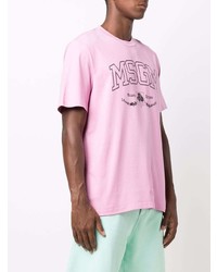 rosa bedrucktes T-Shirt mit einem Rundhalsausschnitt von MSGM