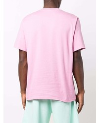 rosa bedrucktes T-Shirt mit einem Rundhalsausschnitt von MSGM