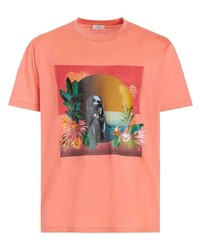 rosa bedrucktes T-Shirt mit einem Rundhalsausschnitt von Etro