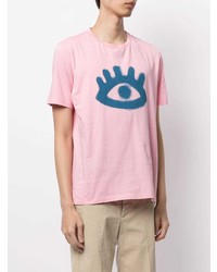 rosa bedrucktes T-Shirt mit einem Rundhalsausschnitt von Paul Smith