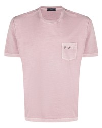 rosa bedrucktes T-Shirt mit einem Rundhalsausschnitt von Fay