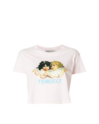 rosa bedrucktes T-Shirt mit einem Rundhalsausschnitt von Fiorucci