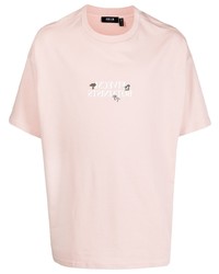 rosa bedrucktes T-Shirt mit einem Rundhalsausschnitt von FIVE CM