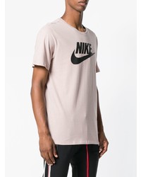 rosa bedrucktes T-Shirt mit einem Rundhalsausschnitt von Nike