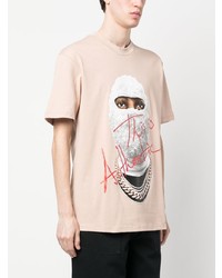 rosa bedrucktes T-Shirt mit einem Rundhalsausschnitt von Ih Nom Uh Nit