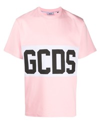 rosa bedrucktes T-Shirt mit einem Rundhalsausschnitt von Gcds