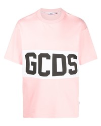 rosa bedrucktes T-Shirt mit einem Rundhalsausschnitt von Gcds