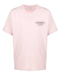 rosa bedrucktes T-Shirt mit einem Rundhalsausschnitt von Golden Goose