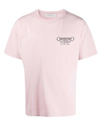 rosa bedrucktes T-Shirt mit einem Rundhalsausschnitt von Golden Goose