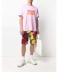 rosa bedrucktes T-Shirt mit einem Rundhalsausschnitt von MSGM